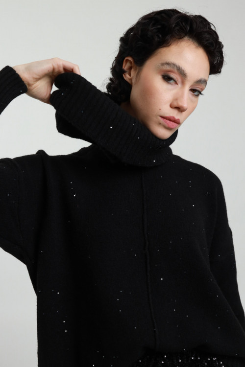 Susy Mix Maglia Collo Rimovibile con Micro Paillettes Prezzo Ridotto