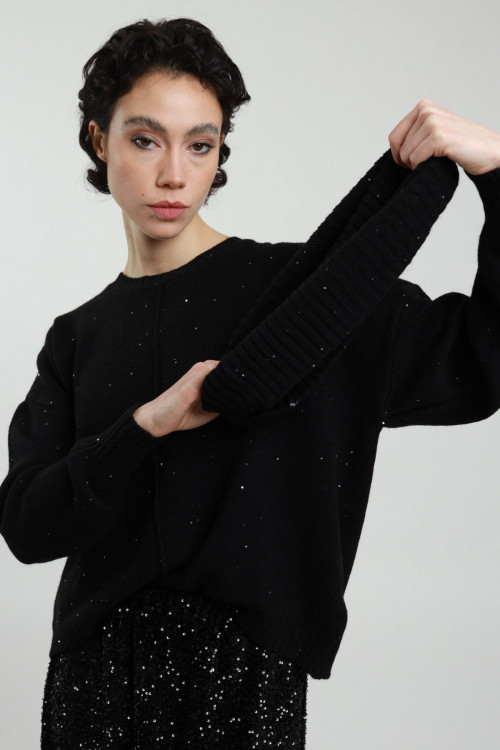 Susy Mix Maglia Collo Rimovibile con Micro Paillettes Prezzo Ridotto