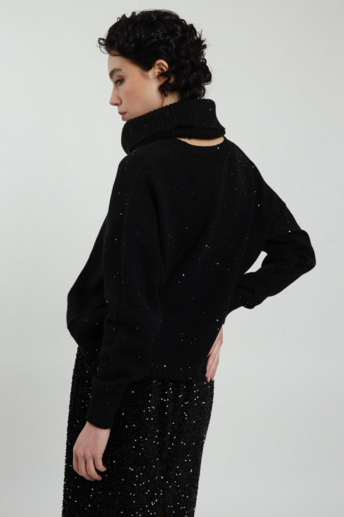 Susy Mix Maglia Collo Rimovibile con Micro Paillettes Prezzo Ridotto