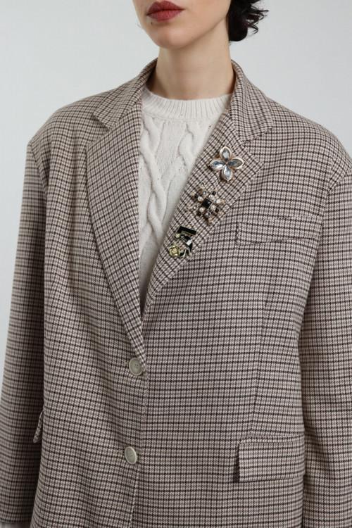Susy Mix Blazer Over Pied de Poule Qualità