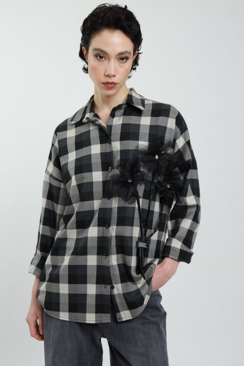 Susy Mix Camicia Quadri con Fiori Promozione