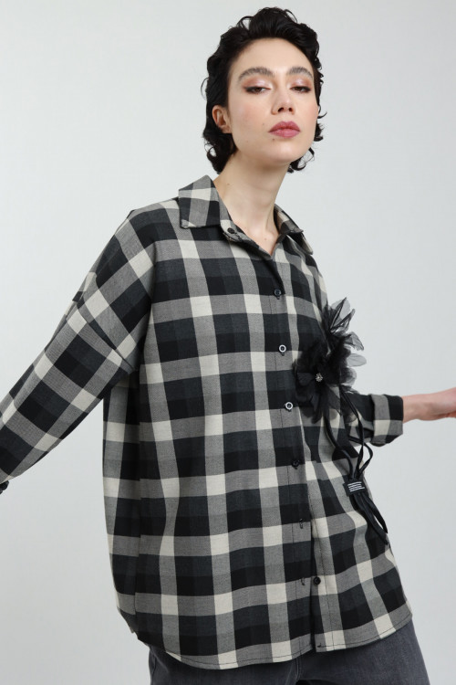 Susy Mix Camicia Quadri con Fiori Promozione