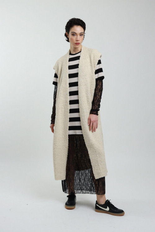 Susy Mix Gilet Lungo Boucle Spedizione Gratuita