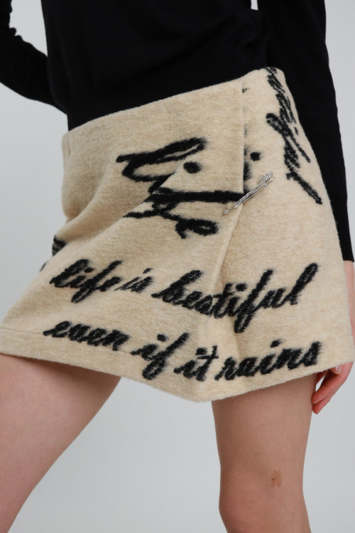 Susy Mix Mini Gonna a Portafoglio in Lana Cotta Promozione Limitata