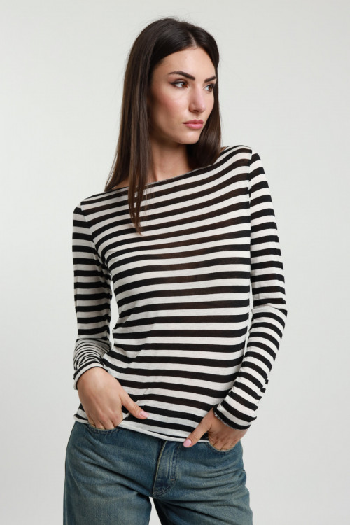 Susy Mix Maglia Righe Scollo Barchetta In Saldo