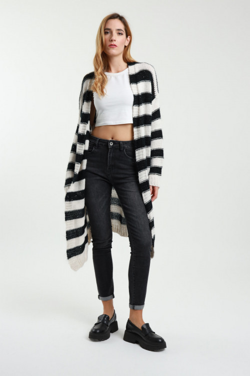 Susy Mix Cardigan Lungo a Righe Italia