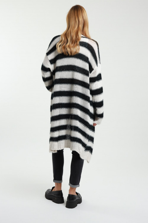 Susy Mix Cardigan Lungo a Righe Italia