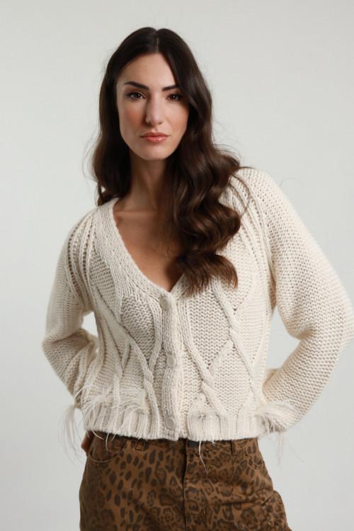 Susy Mix Cardigan Trecce e Piume Negozi Online