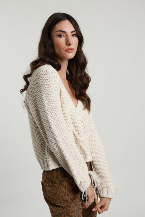 Susy Mix Cardigan Trecce e Piume Negozi Online