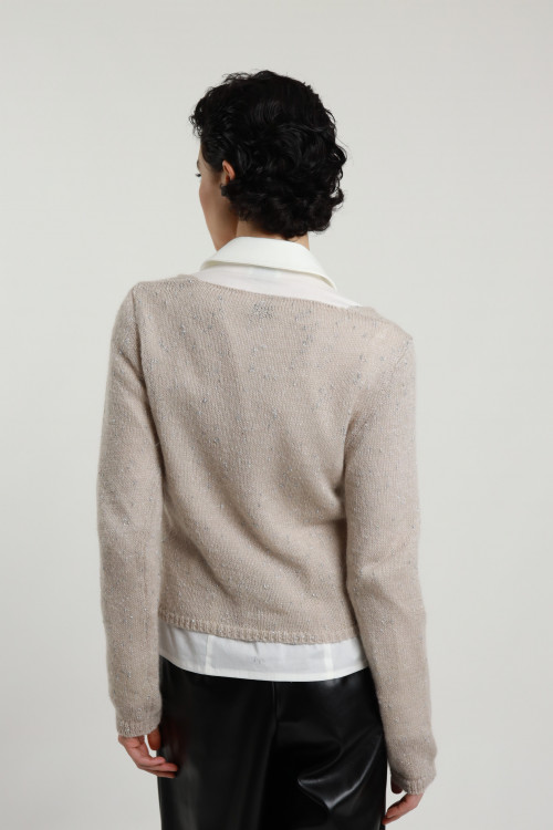 Susy Mix Maglia Scollo V con Punti Luce Consegna Veloce