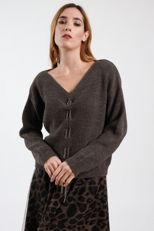 Susy Mix Maglione Scollo V Catena In Vendita