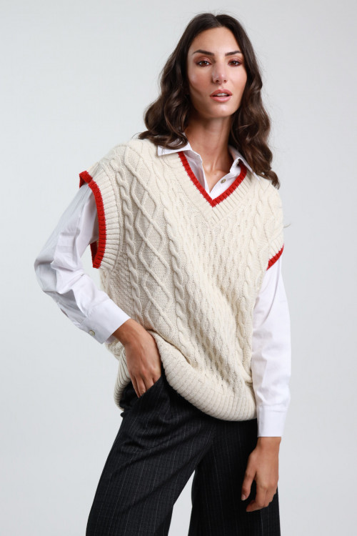 Susy Mix Gilet Trecce Scollo V Promozione