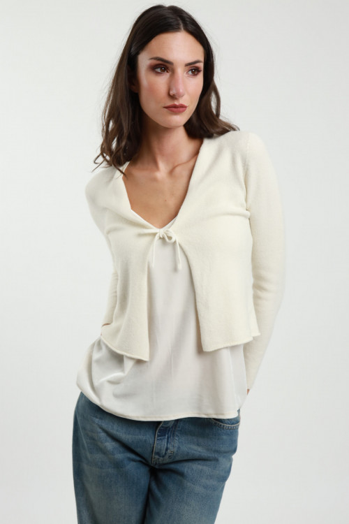 Susy Mix Cardigan Crop con Laccetto Qualità Garantita