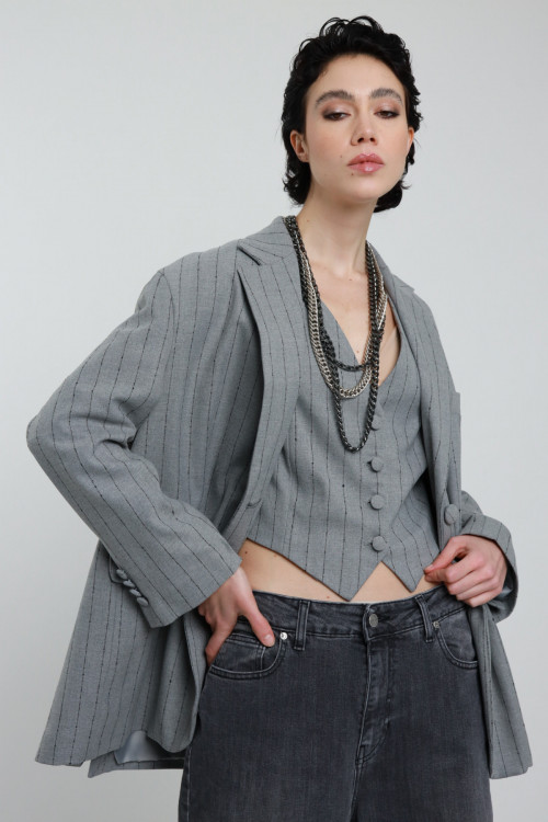Susy Mix Blazer Over Gessato Nuova