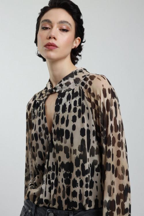 Susy Mix Blusa Cut-Out in Fantasia Spedizione Gratuita