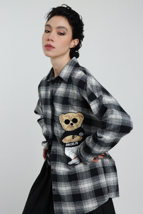 Susy Mix Camicia Quadri con Orso Pezzi Unici