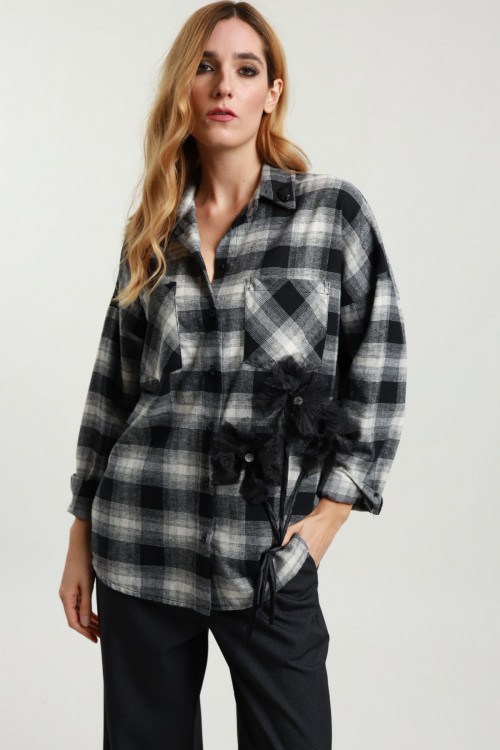 Susy Mix Camicia Check con Fiori Negozi Online