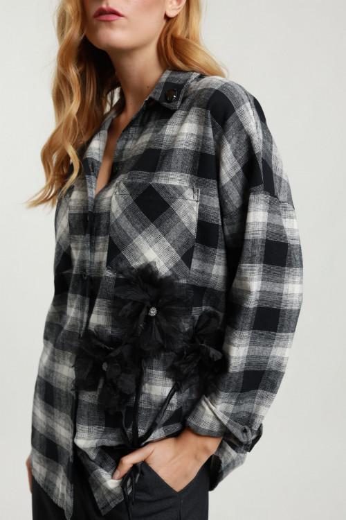 Susy Mix Camicia Check con Fiori Negozi Online
