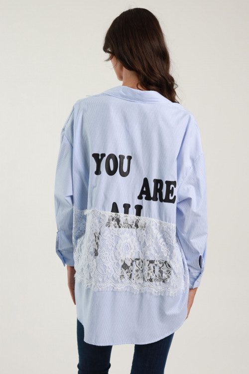 Susy Mix Camicia Gessata 'You Are All I Need' Novità