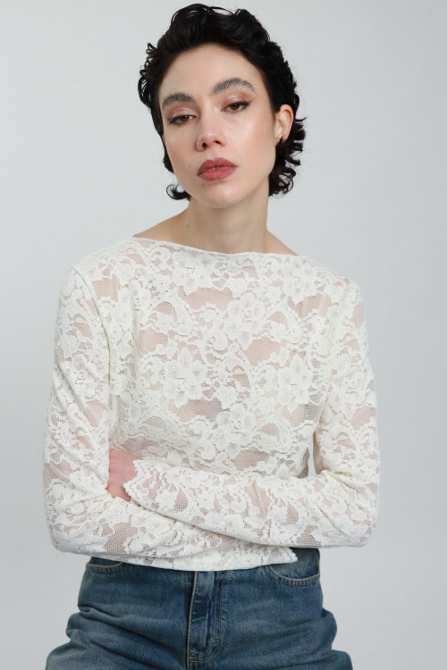 Susy Mix Maglia Pizzo con Micro Paillettes Italia