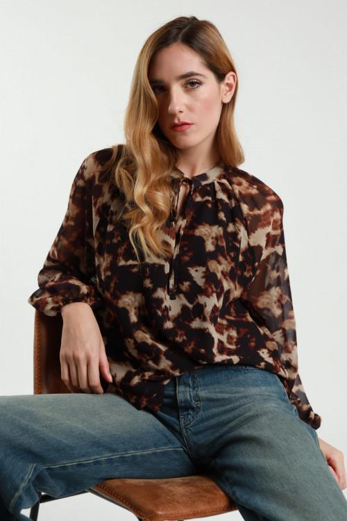 Susy Mix Blusa Girocollo Con Nastrino Spedizione Gratuita