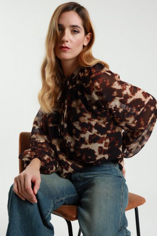 Susy Mix Blusa Girocollo Con Nastrino Spedizione Gratuita