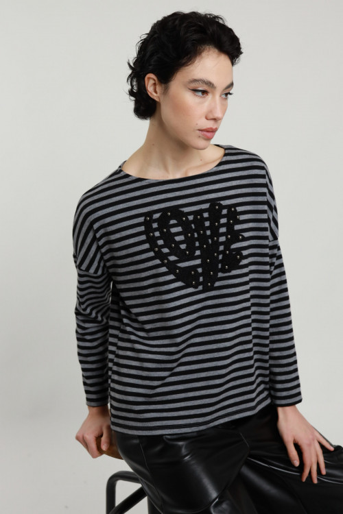 Susy Mix Maglia Righe "Love" Qualità Garantita