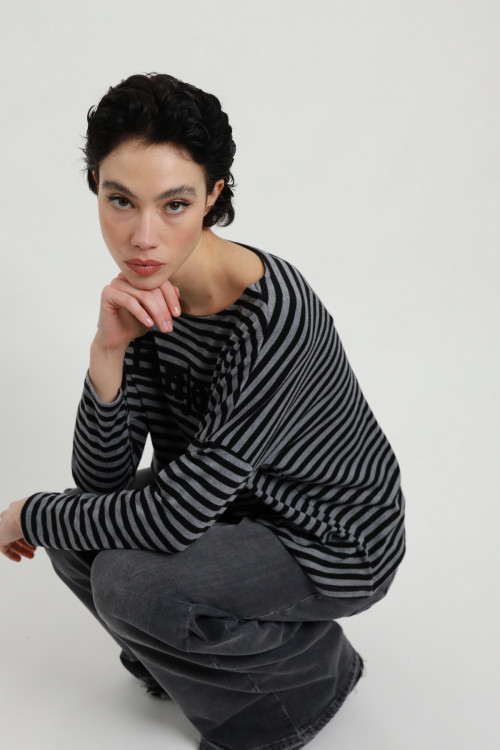 Susy Mix Maglia a Righe "bonjour" Hotsell