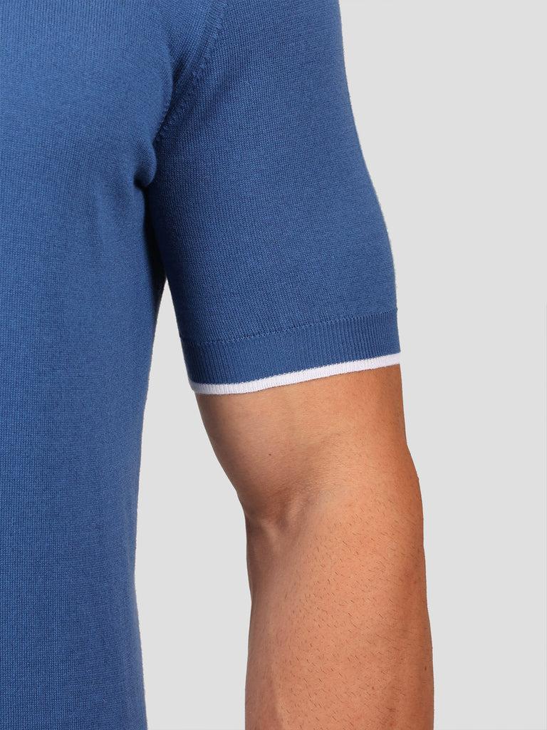 Svevo Maglia Polo 80% Cotone - 20% Seta Blu e Bianca Convenienza