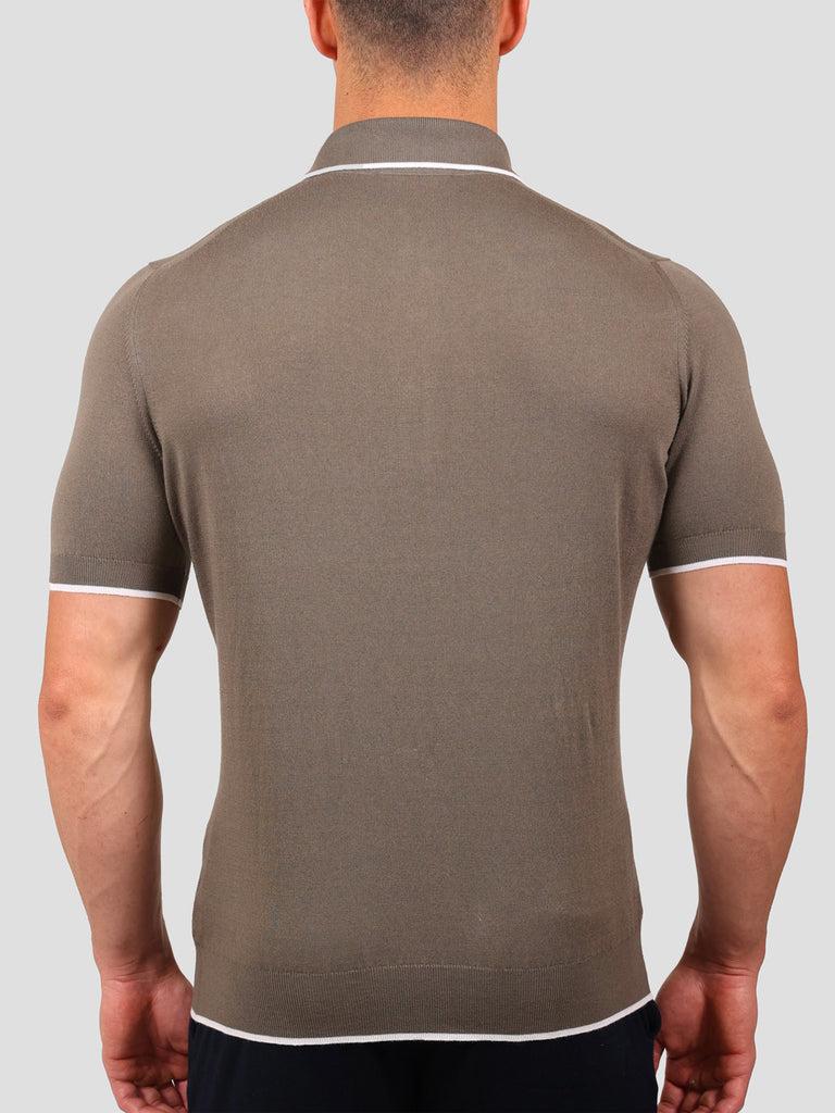 Svevo Maglia Polo 80% Cotone - 20% Seta Grigia e Bianca Presa
