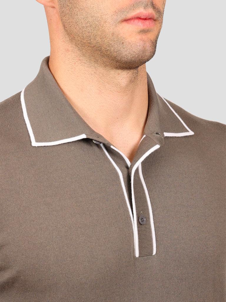Svevo Maglia Polo 80% Cotone - 20% Seta Grigia e Bianca Presa