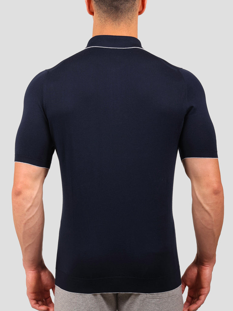 Svevo Maglia Polo con Zip 100% Cotone Supersoft Blu Sconto
