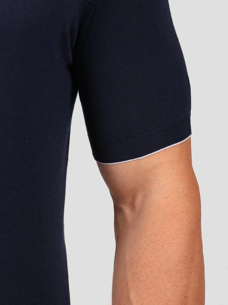 Svevo Maglia Polo con Zip 100% Cotone Supersoft Blu Sconto