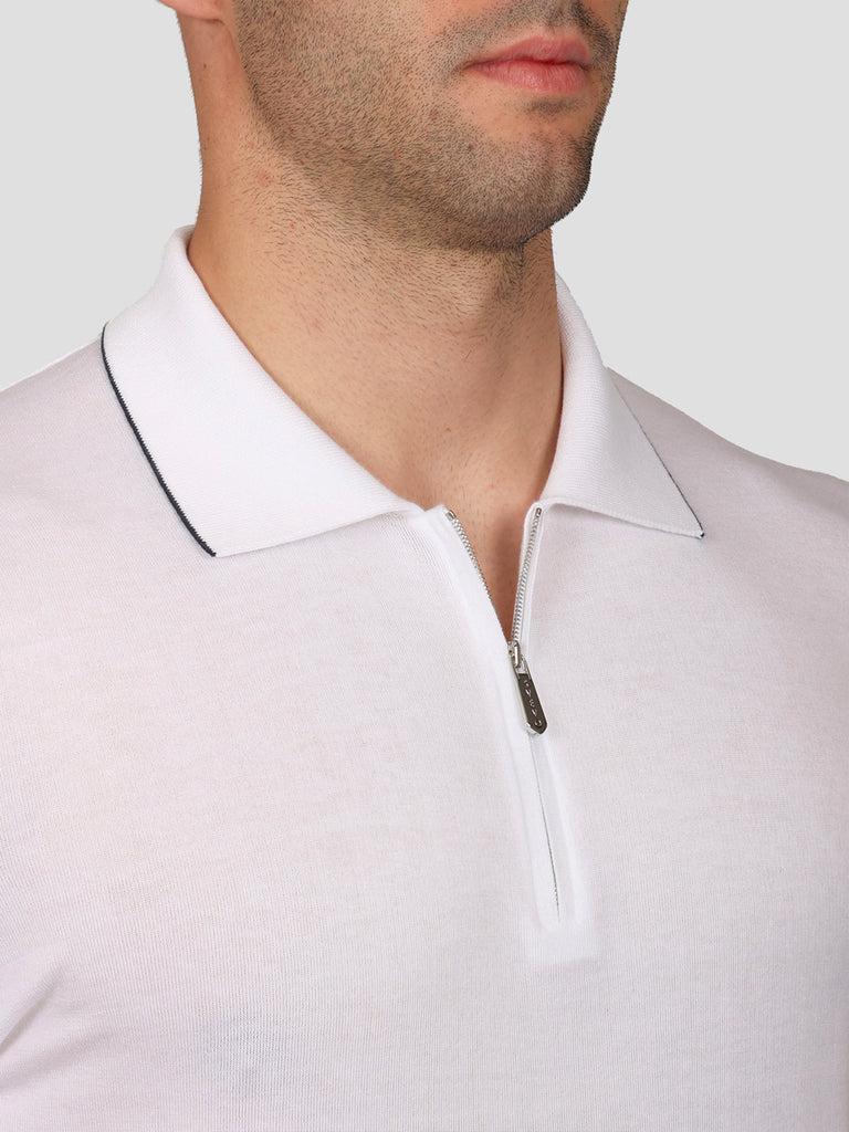 Svevo Maglia Polo con Zip 100% Cotone Supersoft Bianca Economico