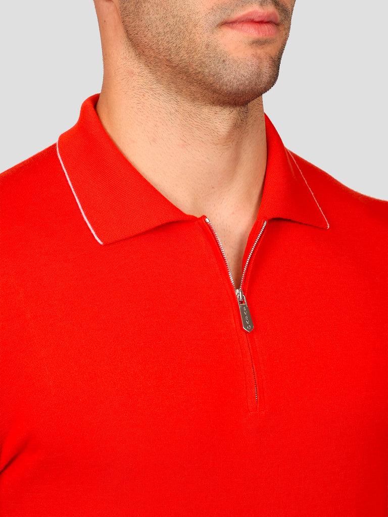 Svevo Maglia Polo con Zip 100% Cotone Supersoft Arancione Duty-free