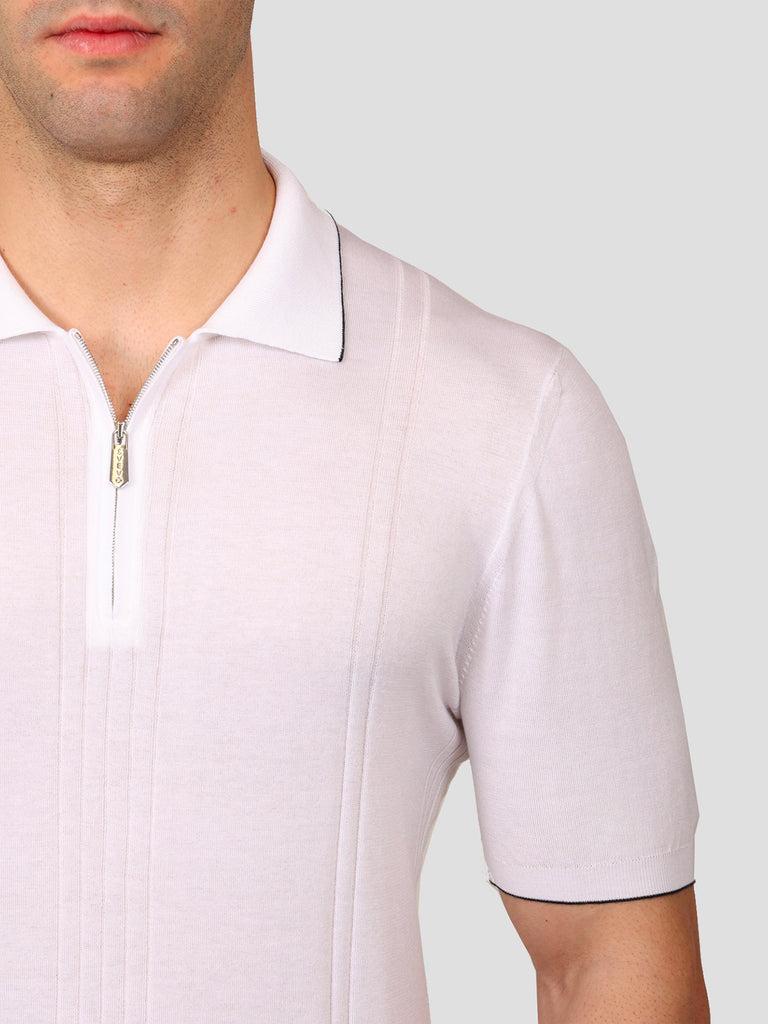 Svevo Maglia Polo con Zip 100% Cotone Supersoft Bianca Outlet