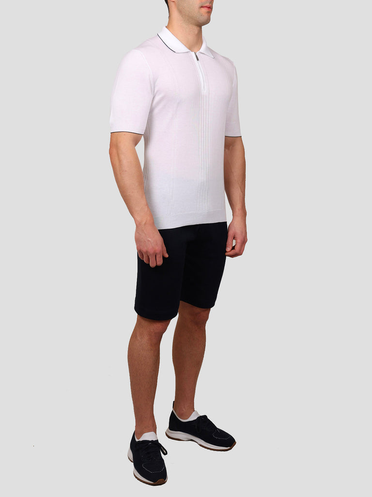 Svevo Maglia Polo con Zip 100% Cotone Supersoft Bianca Outlet