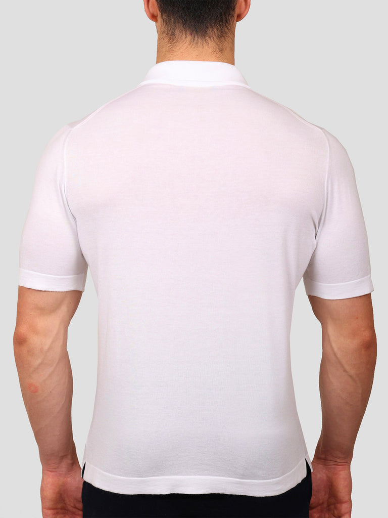 Svevo Polo scollo a V 100% Cotone Supersoft Bianca In Vendita