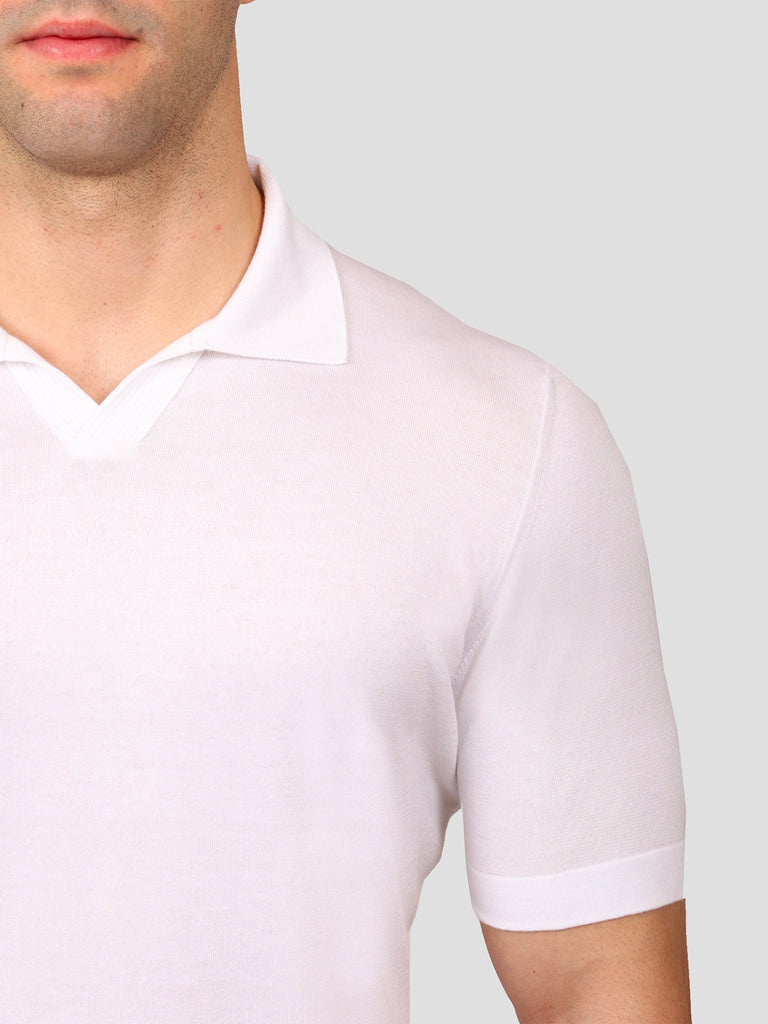 Svevo Polo scollo a V 100% Cotone Supersoft Bianca In Vendita