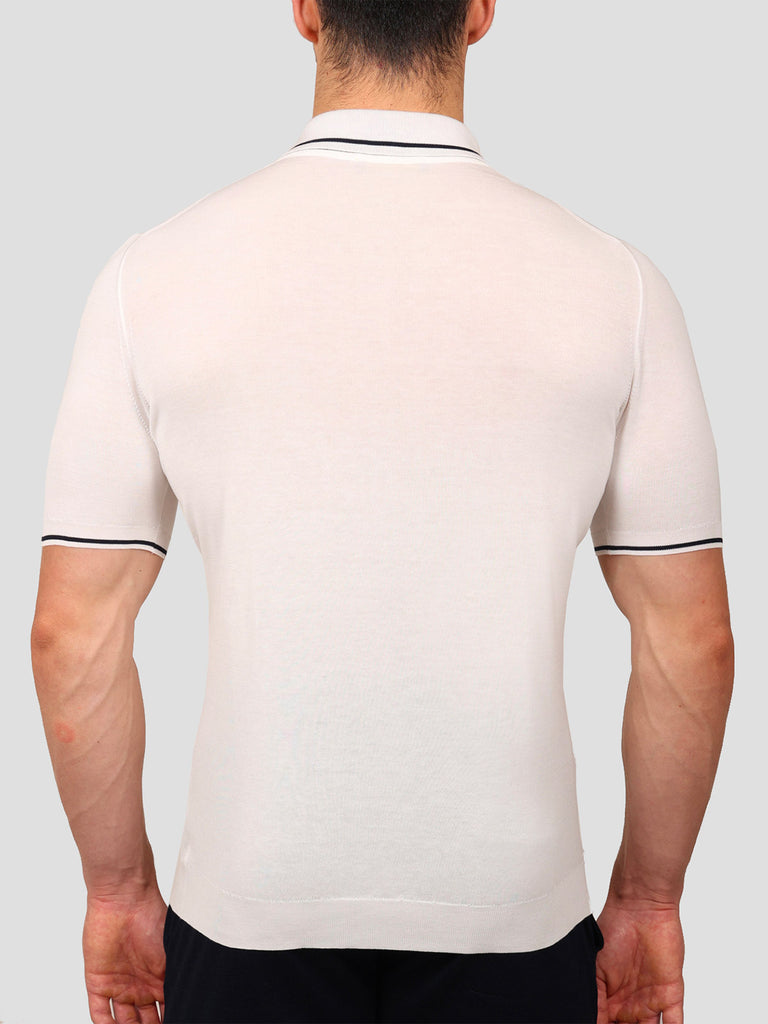 Svevo Maglia Polo con Zip 100% Cotone Makò Panna Saldi