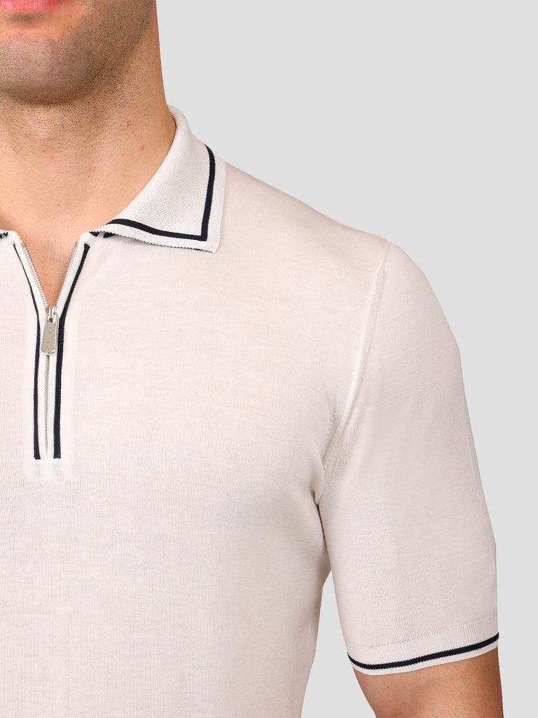 Svevo Maglia Polo con Zip 100% Cotone Makò Panna Saldi