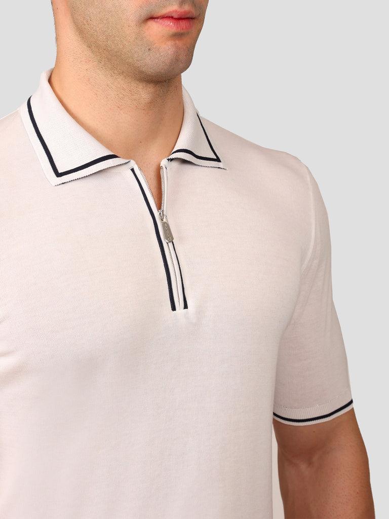 Svevo Maglia Polo con Zip 100% Cotone Makò Panna Saldi