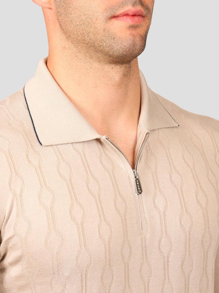 Svevo Maglia Polo con Zip 100% Cotone Supersoft Beige Offerte