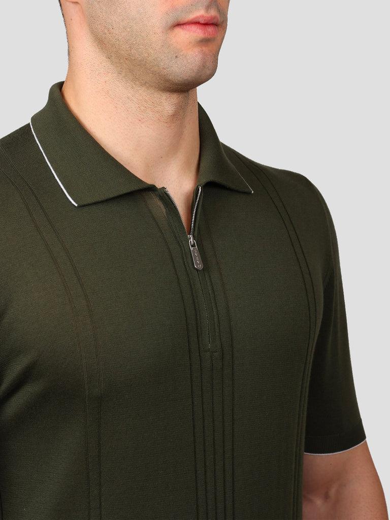 Svevo Maglia Polo con Zip 100% Cotone Supersoft Verde Vendita Calda