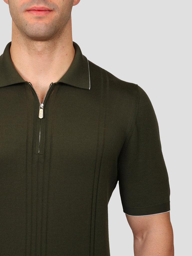 Svevo Maglia Polo con Zip 100% Cotone Supersoft Verde Vendita Calda