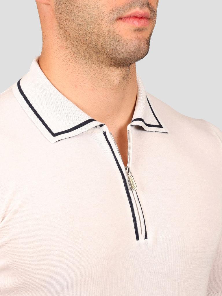 Svevo Maglia Polo 100% Cotone Makò Panna Saldi Di Fabbrica