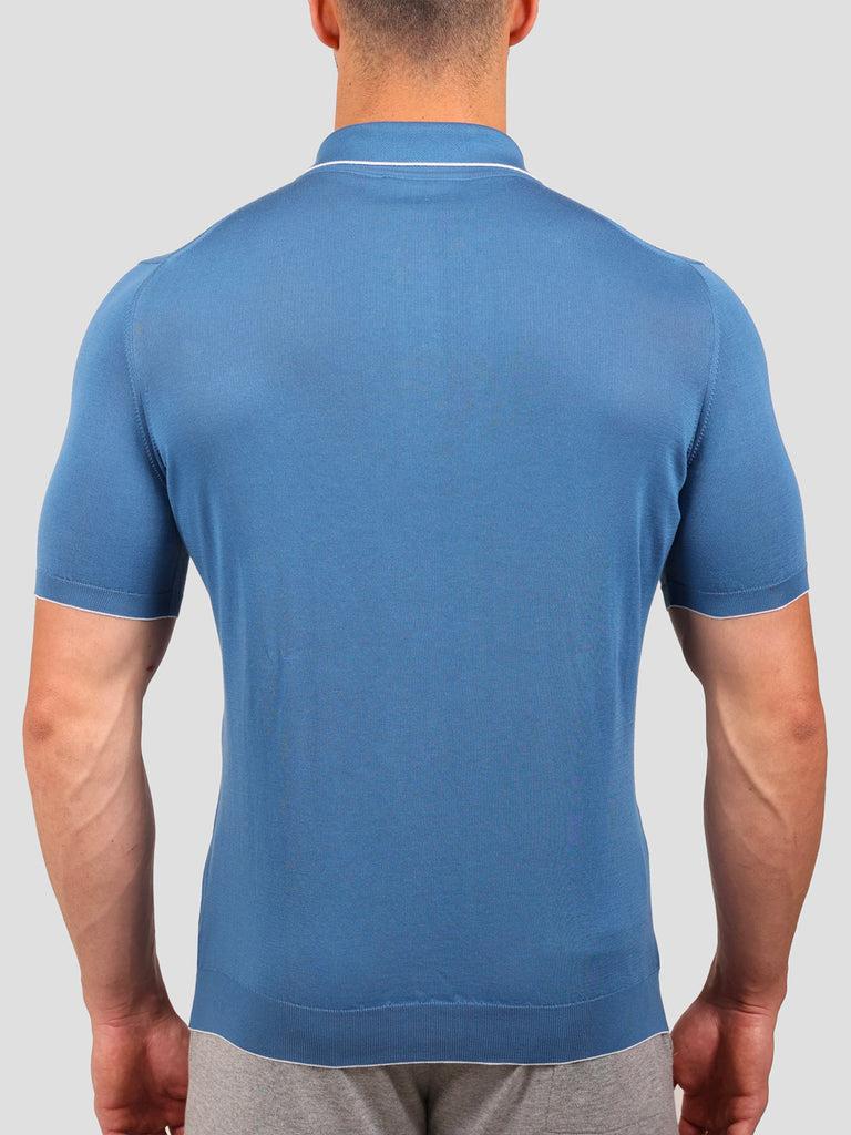 Svevo Maglia Polo con Zip 100% Cotone Makò Bluette Vendite Flash