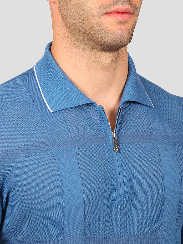 Svevo Maglia Polo con Zip 100% Cotone Makò Bluette Vendite Flash