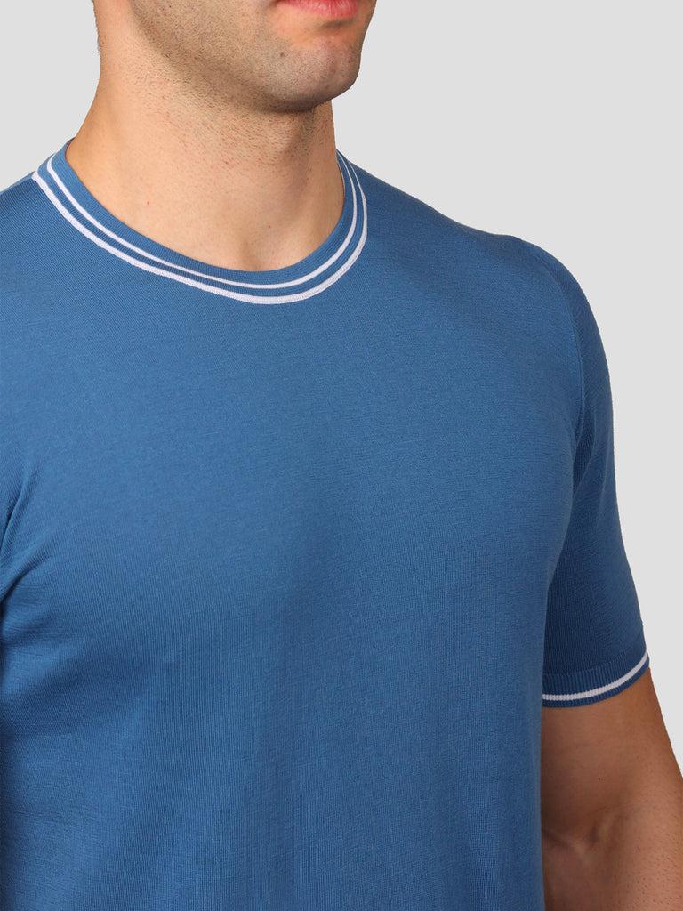 Svevo Maglia Girocollo 100% Cotone Makò Bluette Italy