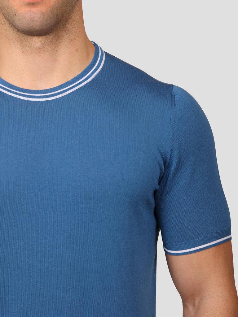 Svevo Maglia Girocollo 100% Cotone Makò Bluette Italy